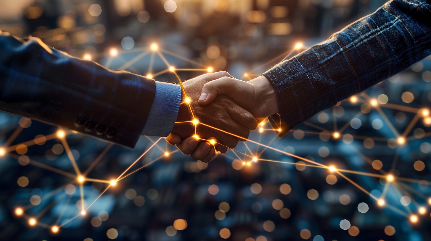 Handshake representing a trusted business partnership